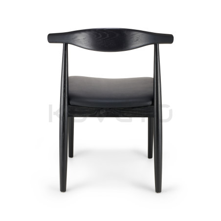 Krzesło CLASSY czarne z drewna jesionowego | designerskie krzesło z eko skórą